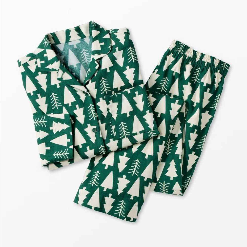 ⚡️Like-New⚡️Hanna Andersson Green and White Flannel Pajama Set - Picture 2 of 8